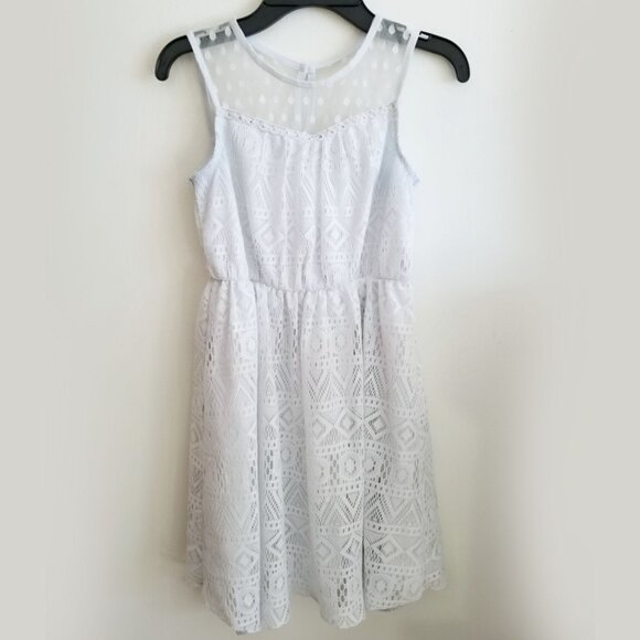 Girls White Lace Dress ✦ Disorderly Kids Size 10 ✦ Sheer Polka Dot Upper ✦ GUC - Picture 2 of 5